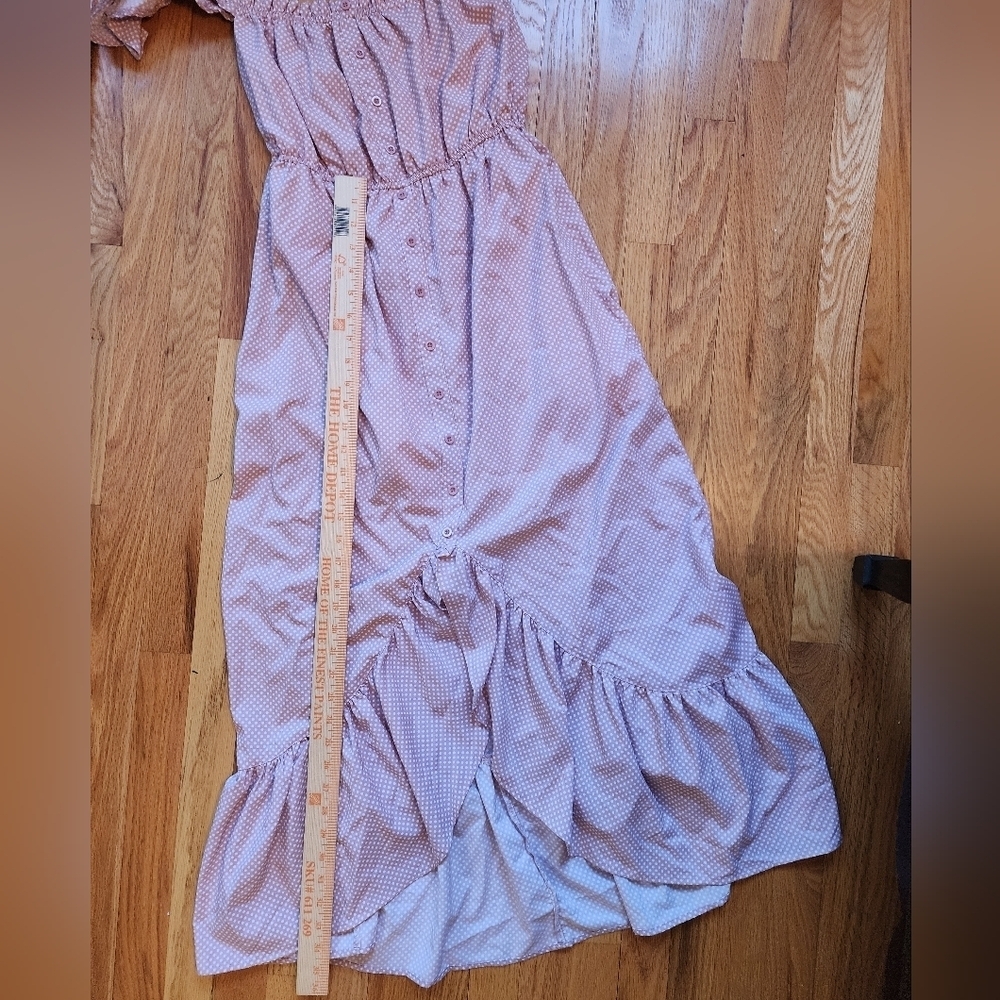 Showpo maxi dress blush polka dot off the shoulder peasant party romantic size 4 - Picture 10 of 12